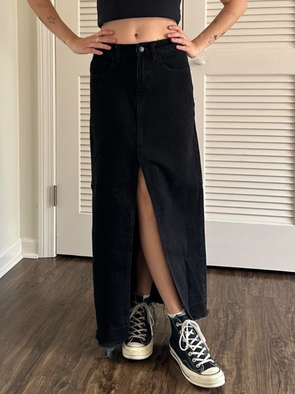 BDG Urban Outfitters Mandi Black Denim Maxi Skirt Size XS-TP NWT